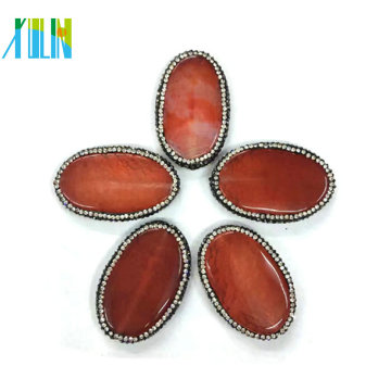 cristal pavé brun couleur oeuf forme agate dalle tranche pendentifs bijoux